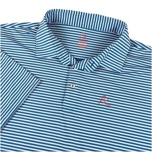 Rhoback Polo Shirt Mens XXXL 3XL Blue White Striped Performance Golf Stretch
